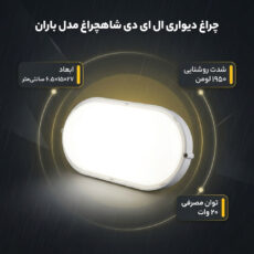 چراغ دیواری ال ای دی 20 وات شاهچراغ مدل ضد آب IP65 طرح باران