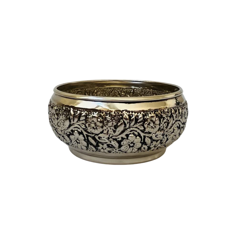 پیاله مسی طرح گرد قلم زنی کروم کد ZH419.2