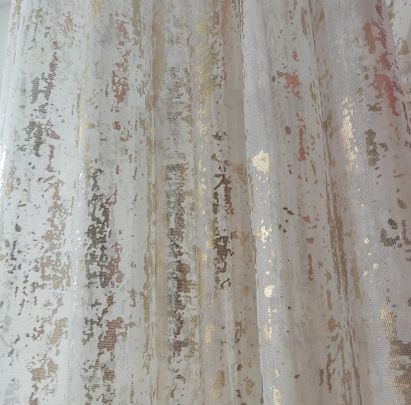 پرده تیکو دکو مدل دوخت ساده حریر ژورژت طلاکوب سایز 280x500 سانتی‌متر