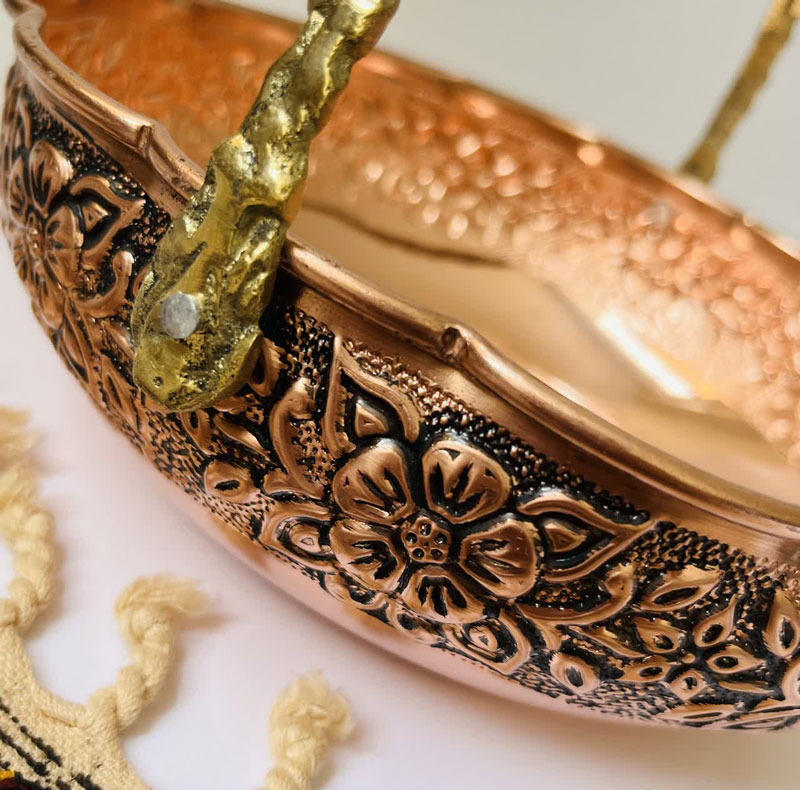 میوه خوری مسی مدل لب چین دسته دار کد ZH319.5