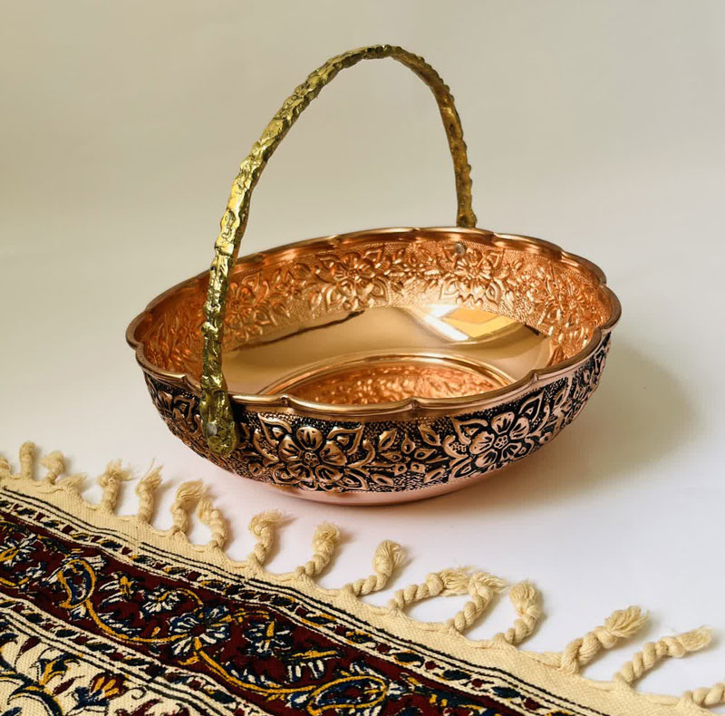 میوه خوری مسی مدل لب چین دسته دار کد ZH319.5