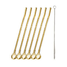 قاشق شربت خوری مدل Straw spoon بسته 6 عددی به همراه فرچه