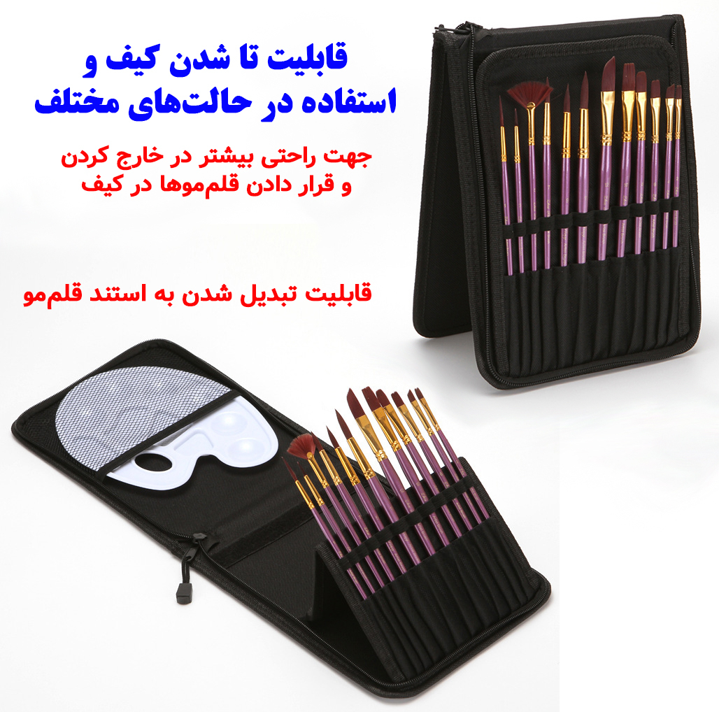 ست قلم مو ژوتینگ کد Professional Violet به همراه پالت مجموعه 13 عددی