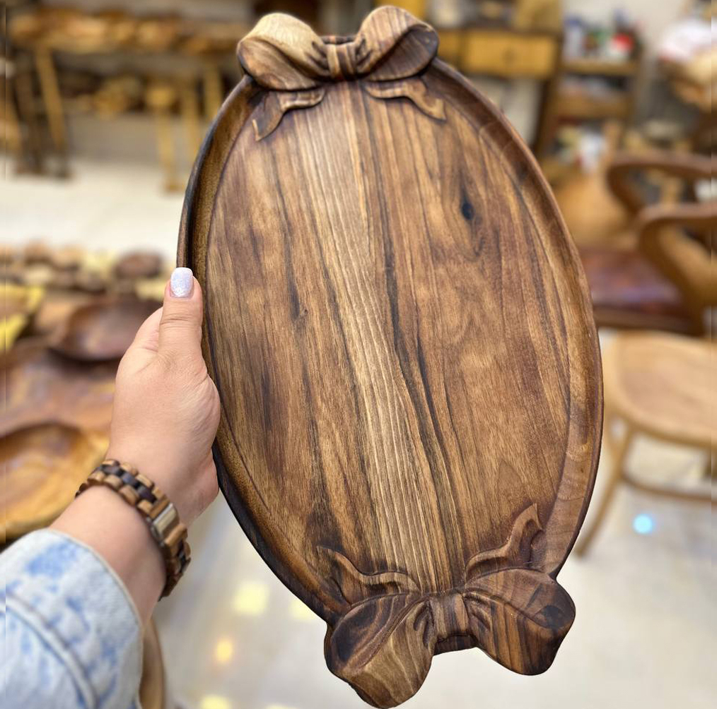 سینی چوبی مدل پاپیونی