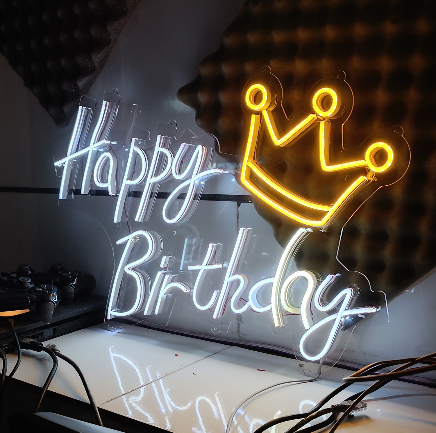 چراغ نئونی طرح Happy Birthday کد HBD60X40