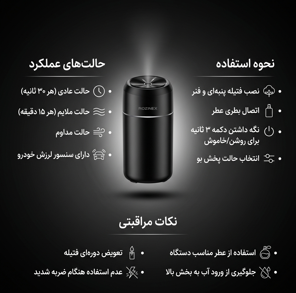 خوشبوکننده خودرو مدل روزینکس با رایحه ساده حجم 100 میلی لیتر