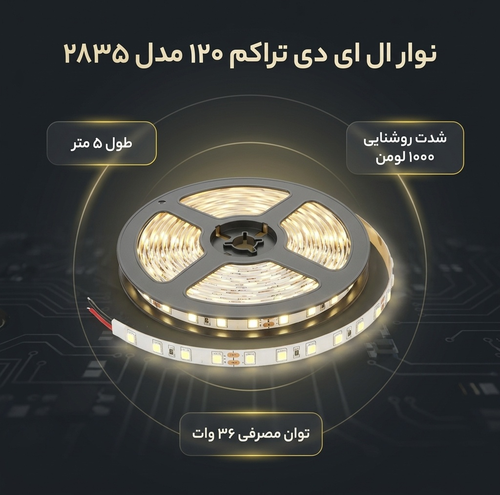 نوار ال ای دی تراکم 120 مدل 2835 طول 5 متر