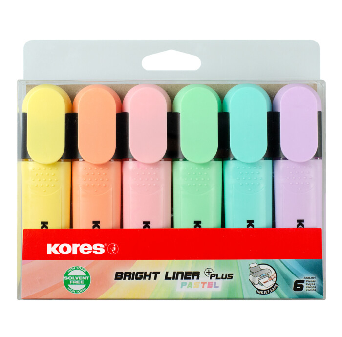 ماژیک علامت گذار کورس مدل BRIGHT LINER PLUS PASTEL بسته 6 عددی