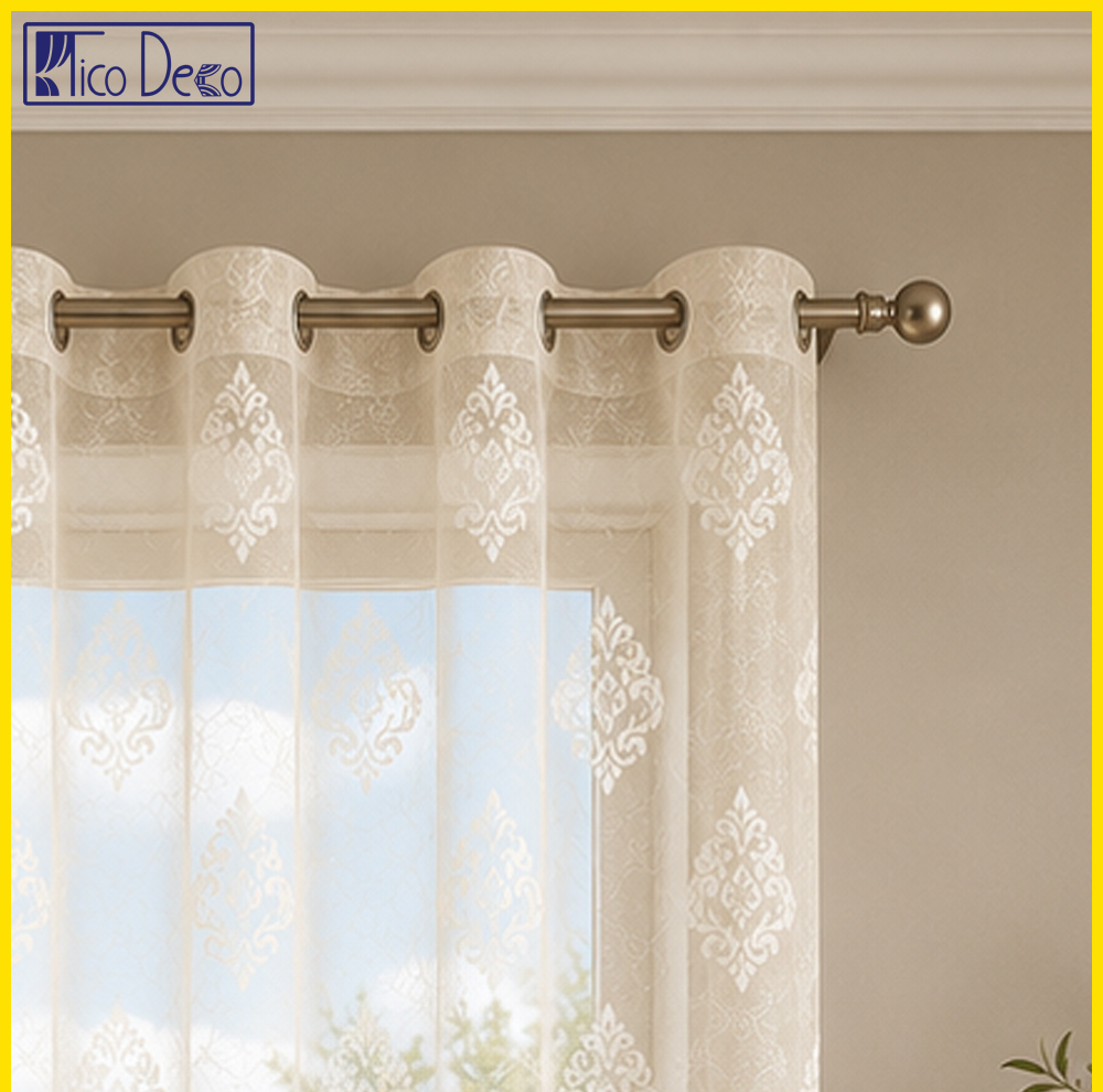 پرده پانچ تیکو دکو مدل تور راشل کادکا طرح ورسای دالبوردار  سایز 280 × 300 سانتی‌متر