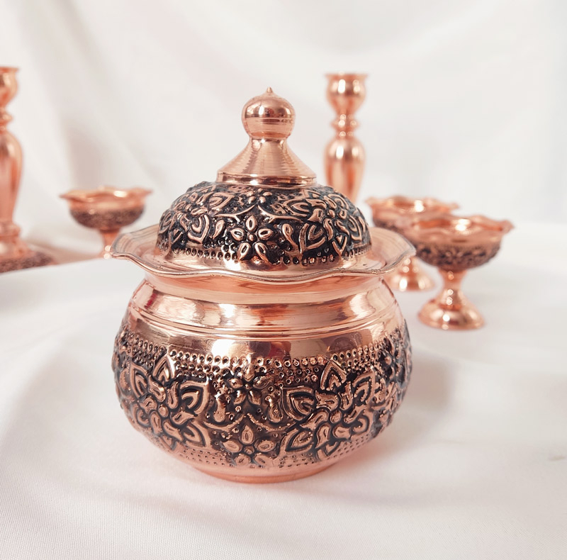 قندان مسی مدل قلم زنی کد ZH445