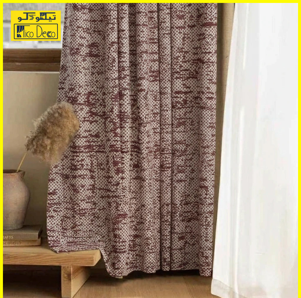 پرده تیکو دکو مدل ابریشم اسلب نویزی سایز 280 × 140 سانتی‌متر مجموعه 2 عددی