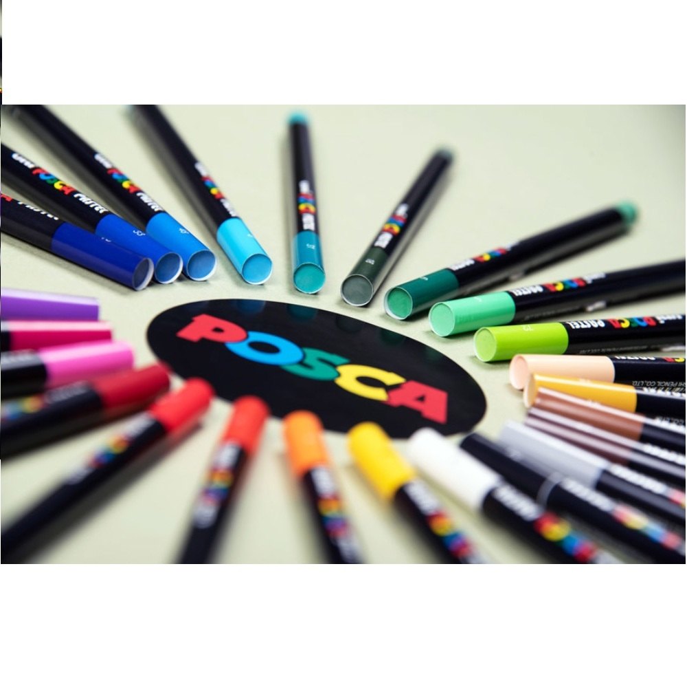 مداد شمعی 24 رنگ یونی بال مدل posca pastel