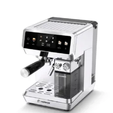 اسپرسوساز خانگی فارموکس مدل FX270 با مخزن آب 1500 میلی‌لیتر، فشار بخار 20 بار، صفحه‌نمایش لمسی و قابلیت تهیه اسپرسو، لاته و کاپوچینو تک و دبل