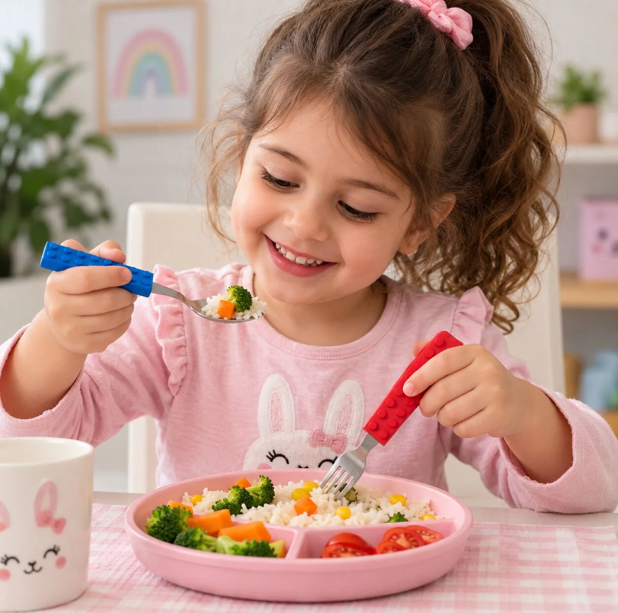قاشق و چنگال کودک مدل لگویی