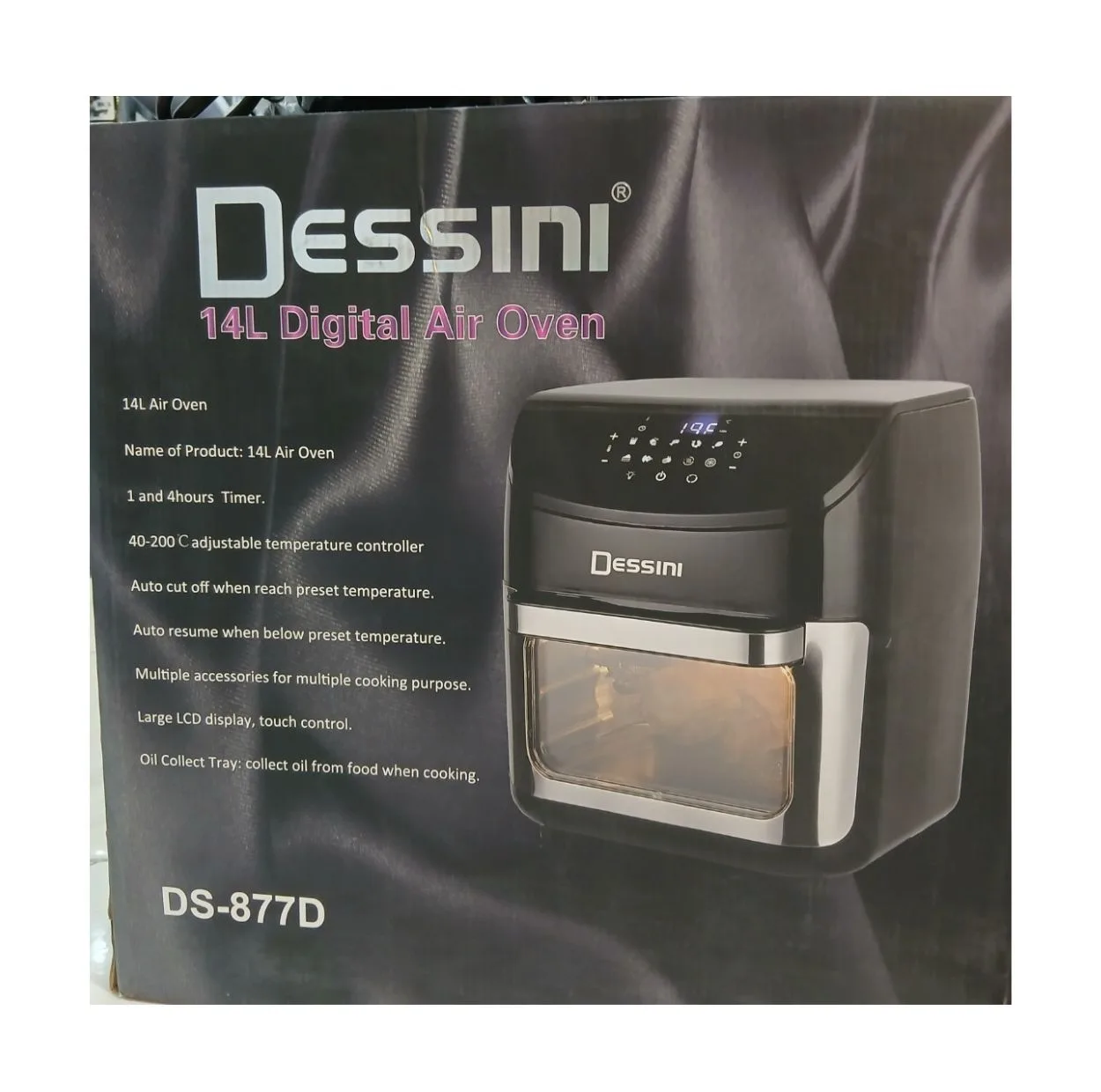 سرخ‌کن هواپز بدون روغن 14 لیتری دسینی مدل DS-877D با بیش از 7 برنامه پخت، ظرفیت 14 نفره