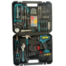 دریل پیچ گوشتی چکشی شارژی 10 میلی متری 212 ولت جاب مدل JB-212 industril مجموعه 199 عددی