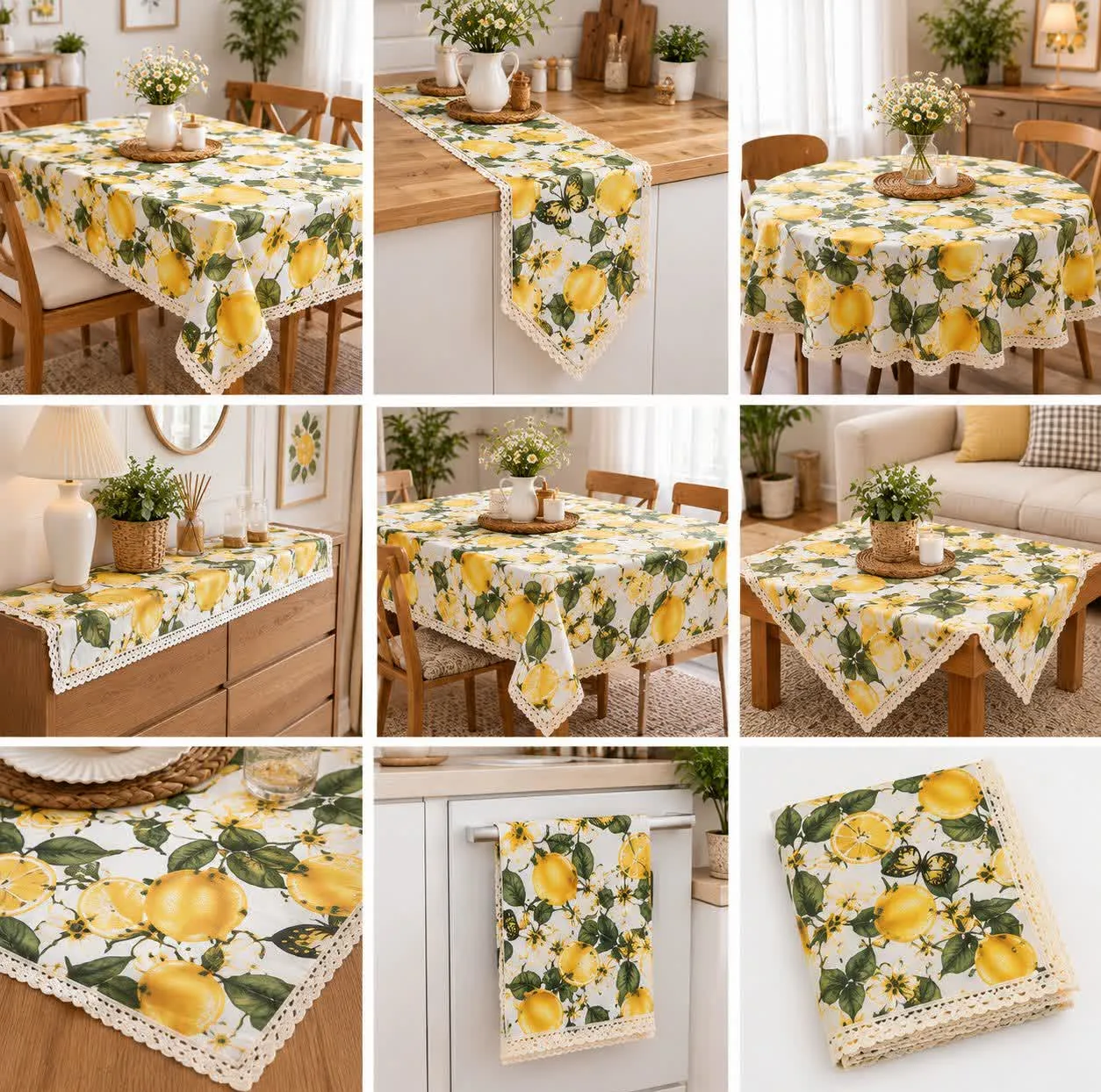 رومیزی طرح لیمو کد 03 سایز 90*90 سانتی متر