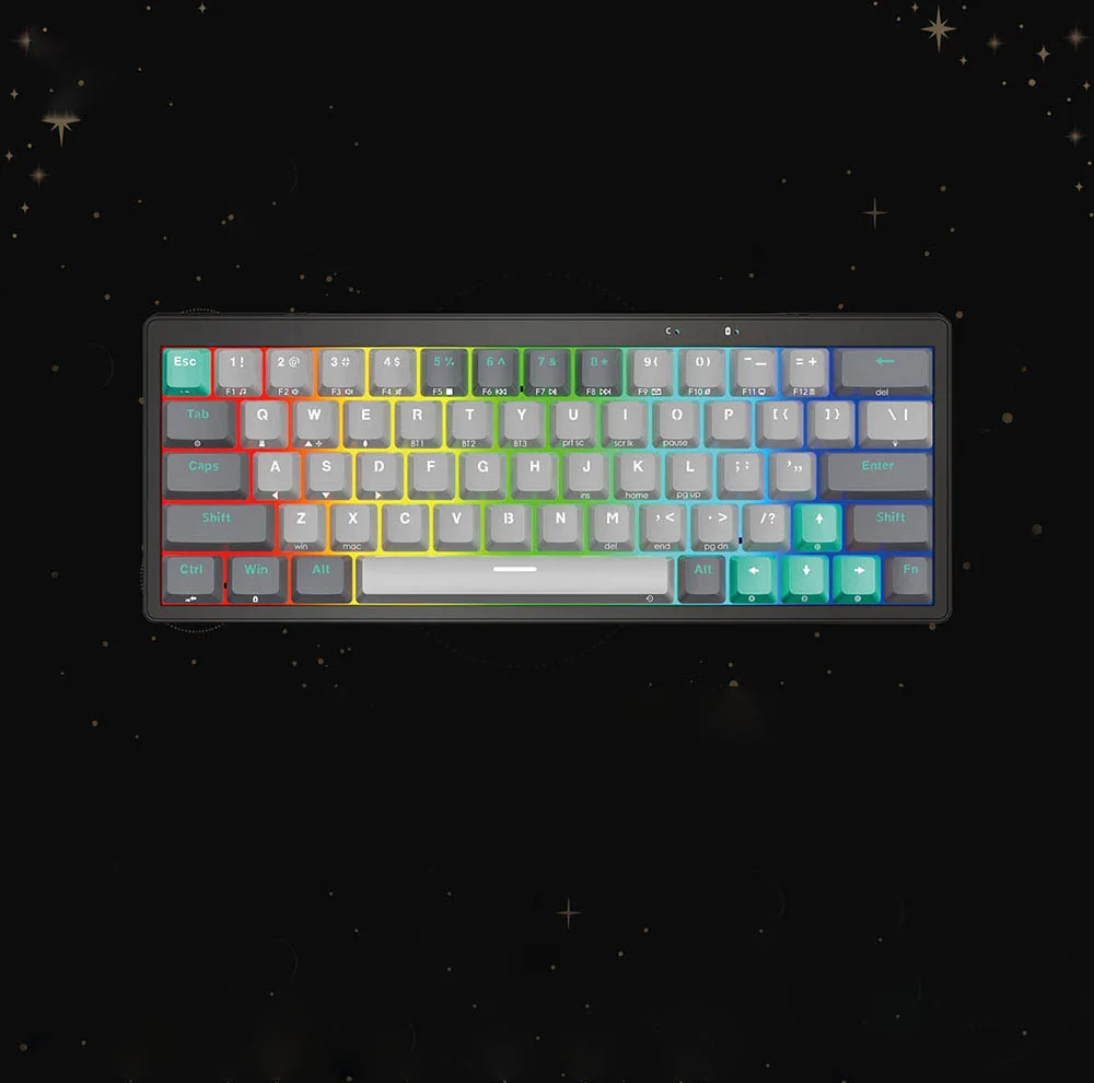 کیبورد بی سیم گیمینگ فنتک مدل Atom pro63 MK912Redswitch