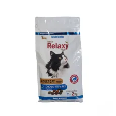 غذا خشک گربه بالغ ریلکسی مدل مولتی کالر طعم مرغ و برنج و گوشت وزن 2 کیلوگرم