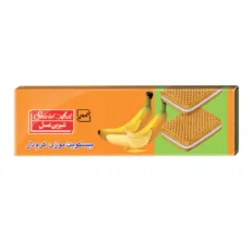 بیسکویت کرم دار با طعم موز شیرین عسل وزن 120 گرم