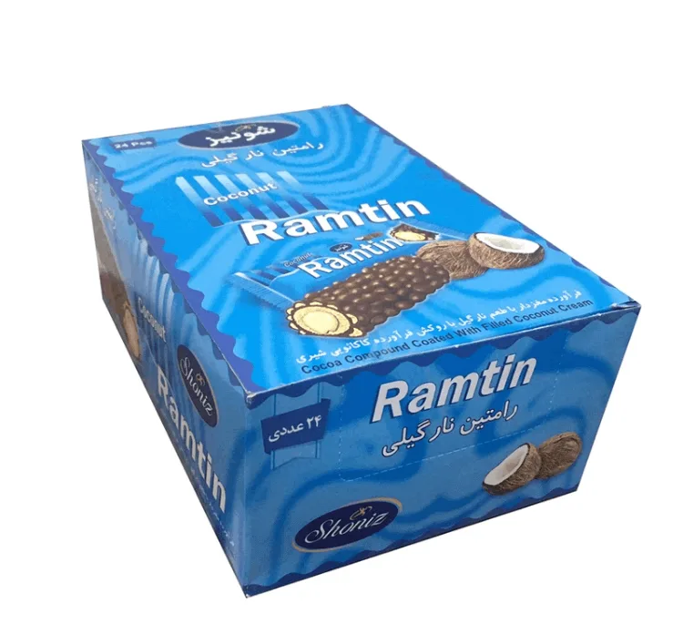 شکلات رامتین نارگیلی شونیز وزن 19 گرم بسته 24 عددی