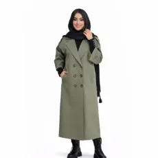 بارانی زنانه السانا مدل راوش کد 230553 رنگ زیتونی