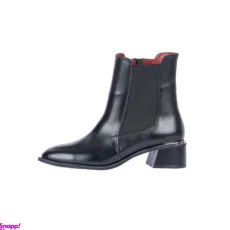 نیم بوت چرم طبیعی زنانه چرم کروکو مدل ملودی سیگنچر رنگ مشکی