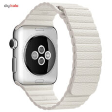 ساعت هوشمند اپل واچ مدل 42mm Steel Case with Large White Leather Loop Band