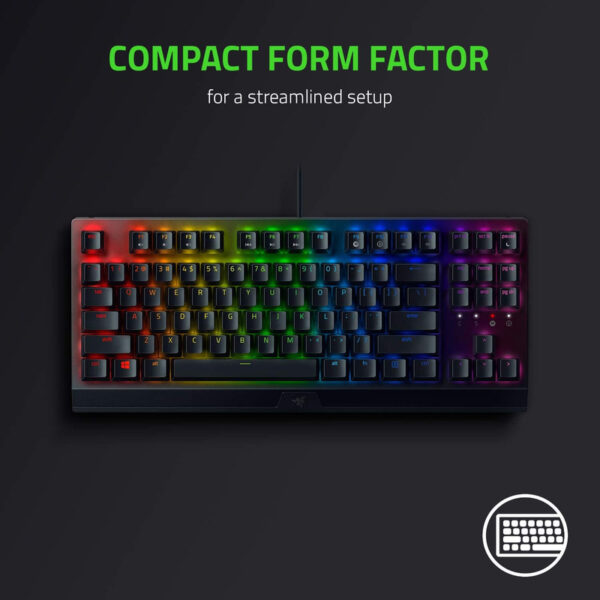 کیبورد مخصوص بازی ریزر مدل Blackwidow V3 TenKeyless Green Switches