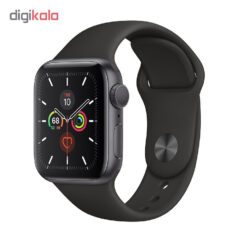 ساعت هوشمند اپل واچ سری 5 مدل 40mm Aluminum Case With Black Sport Silicon Band