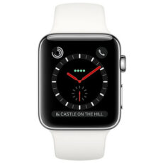 ساعت هوشمند اپل واچ سری 3 سلولار مدل 42mm Stainless Steel Case with Soft White Sport Silicon Band