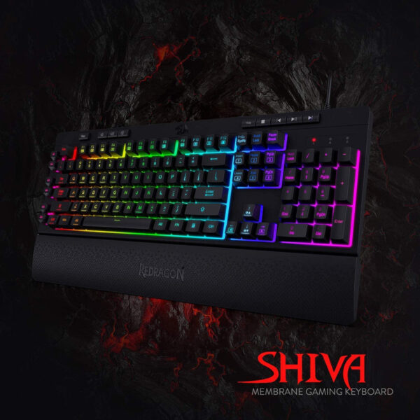 کیبورد گیمینگ ردراگون مدل Shiva K512، سوییچ ممبران، Full-Size، نورپردازی RGB