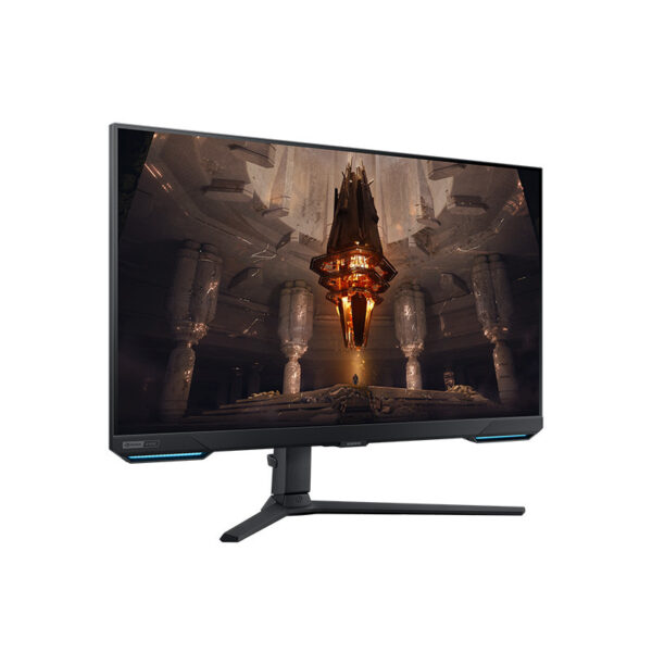 مانیتور گیمینگ هوشمند 32 اینچ سامسونگ مدل Odyssey G70B LS32BG702EM، رزولوشن 4K UHD، پنل IPS، نرخ بروزرسانی 144 هرتز، با نسبت تصویر 16:9، دارای اسپیکر داخلی، دارای پورت HDMI و DisplayPort