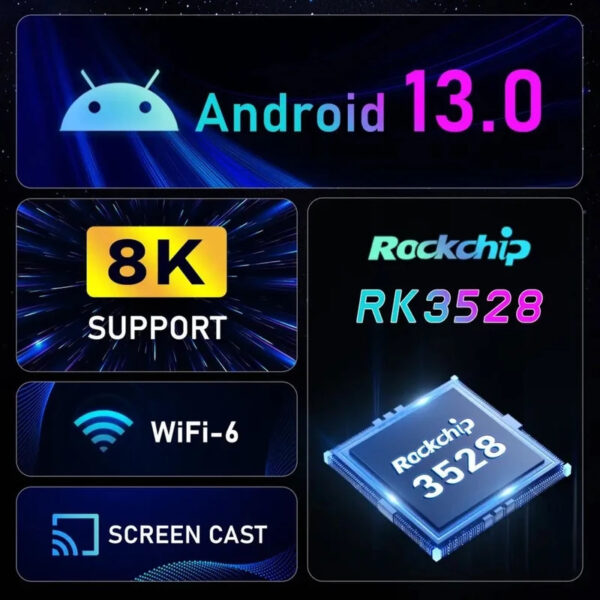 اندروید باکس اچ96 مدل Max RK3528 android13 به همراه کیبورد i8