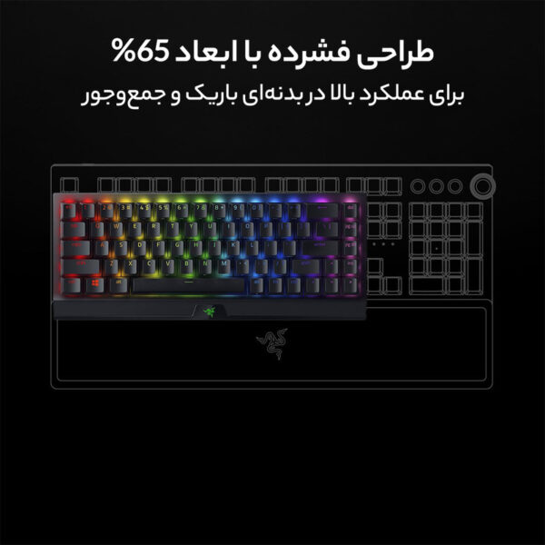 کیبورد مخصوص بازی ریزر مدل BlackWidow V3 Mini HyperSpeed Yellow Switch