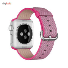 ساعت هوشمند اپل واچ مدل 38mm Silver Aluminum Case With Pink Woven Nylon Band